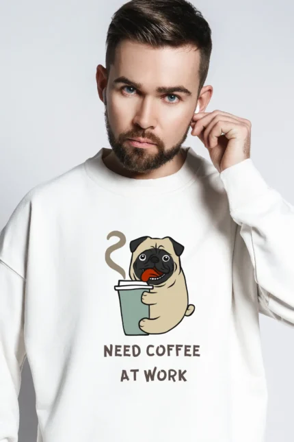 Coffee at Work (White Sweatshirt)