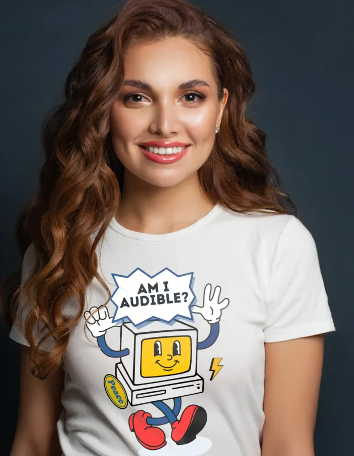 am i audible graphic female t shirt Am I Audible - Graphic - Image 2