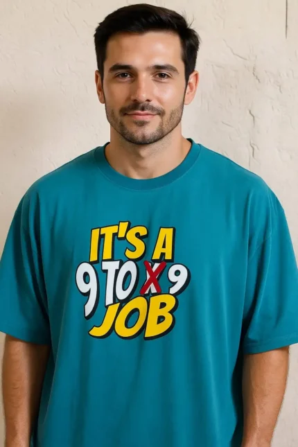 It's 9 To 9 Job - Blue Oversized