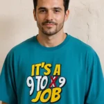 "It's a 9 To 9 Job" - Blue Oversized