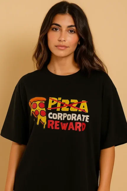 "Pizza Party" - Black Oversized