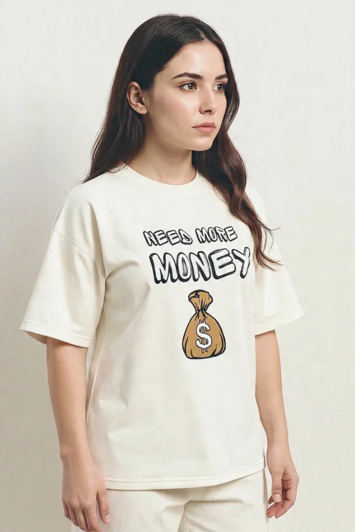 "Need More Money" - White Oversized - Image 3