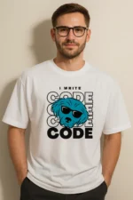 "Code Code" - White Oversized
