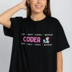 "Female Coder" - Black Oversized