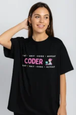 "Female Coder" - Black Oversized